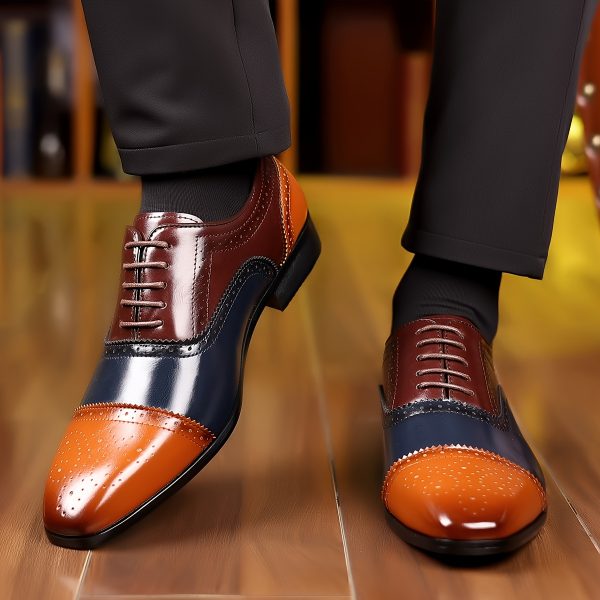 Plus Size Men's Lace-Up Dress Shoes, Non-Slip Comfort for Weddings, Parties & Formal Occasions